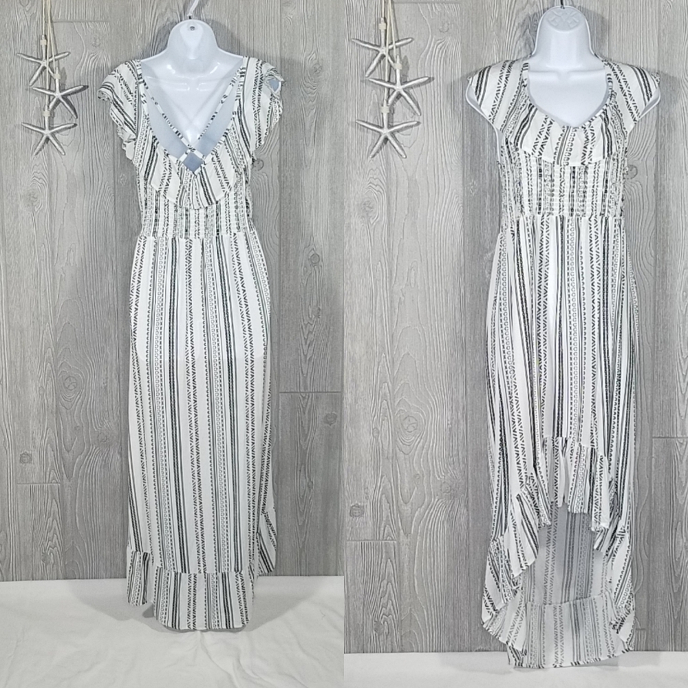 NWT Almost Famous Dress Large Black White Ruffled High Low - Picture 8 of 8